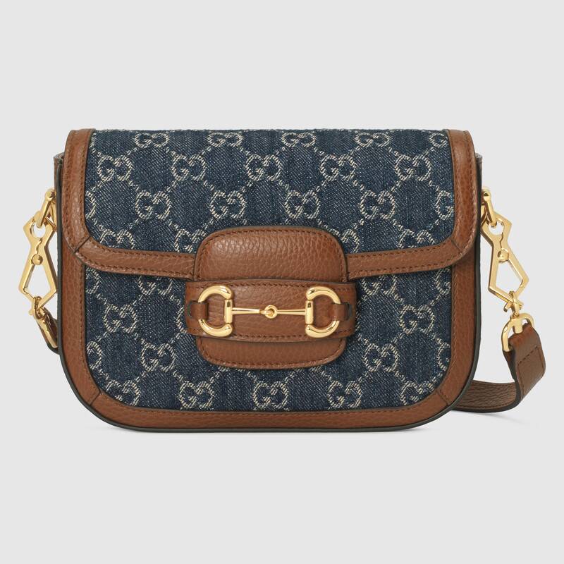 Gucci Horsebit 1955 Mini Shoulder Bag 658574 Dark blue and ivory